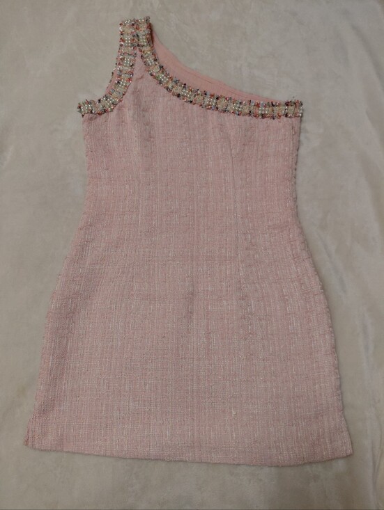 sister titi Dresses & Skirts - Sister Titi Pink  Mini Dress Beaded Rhinestone Trim Size S